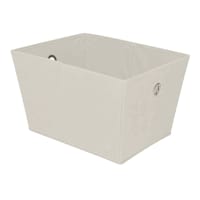 Beige Collapsible Tapered Storage Tote, Medium