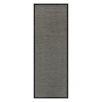 Tonal Dark Grey Puff-Back Washable Kitchen Runner, 2x5