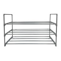 3-Tier Metal Shoe Rack, Grey