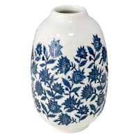 Honeybloom Blue & White Floral Design Vase, 7"
