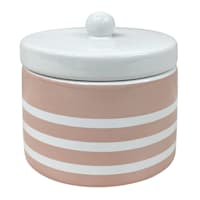 Pink Striped Ceramic Jar, 4.7"
