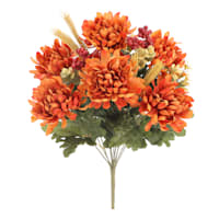 Orange Mum, Berry & Wheat Floral Bush, 19"