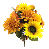 Yellow Sunflower & Dahlia Mix Floral Bush, 21"