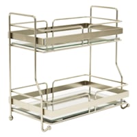 2-Tier Sotto Satin Nickel Rectangle Mirrored Vanity Tray