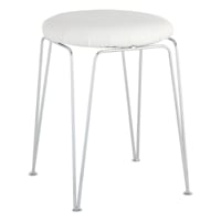 Penna Vanity Stool, Chrome & White