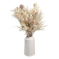 Honeybloom Thistle & Eucalyptus Arrangement in White Pot, 20"