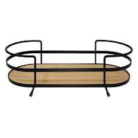 Black Metal & Bamboo Vanity Tray
