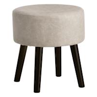 Emmy Stool with Black Wooden Legs, Grey Faux Leather