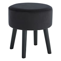 Emmy Stool with Black Wooden Legs, Black Velvet