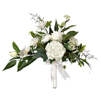 Willow Crossley White Mixed Floral & Greenery Bouquet, 15"