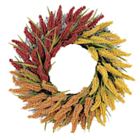 Maroon, Orange & Tan Heather Wreath, 22"