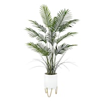 Potted Palm with White Stand, 55"