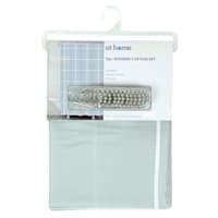13-Piece Charcoal Windowpane Shower Curtain Set With Hooks, 70"