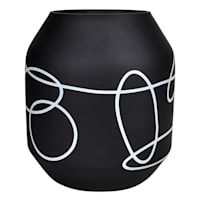 Crosby St. Black & White Abstract Glass Vase, 10"