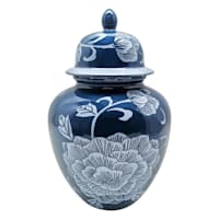 Providence Blue Ceramic Jar, 12"