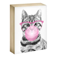 Pink Gum Cat Tabletop Art, 6x8