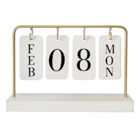 White & Gold Tabletop Calendar, 5"