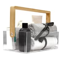 Clear Acrylic Organizer with Bamboo Handle