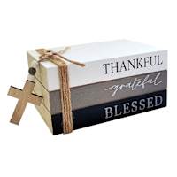 Thankful Grateful Blessed Wood Block Decor, 7x3