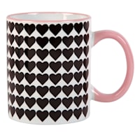Black, White & Pink Heart Mug, 16oz