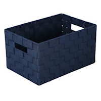 Frankin Navy Blue Woven Rectangle Storage Basket, Small