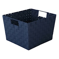 Frankin Navy Blue Woven Rectangle Storage Basket, Extra Large