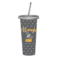 Grey Bee Kind Tumbler with Straw, 22oz