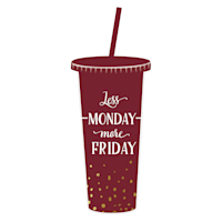 Burgundy Monday Tumbler with Straw, 22oz