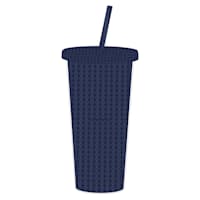 Navy Blue Textured Tumbler with Straw, 22oz