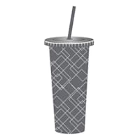 Grey Printed Tumbler with Straw, 22oz