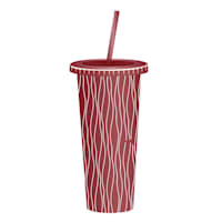 Burgundy Printed Tumbler with Straw, 22oz
