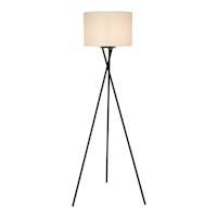 Crosby St. Black Tripod Floor Lamp with White Fabric Drum Shade, 59"
