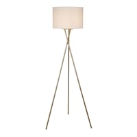 Crosby St. Brass Tripod Floor Lamp with White Fabric Drum Shade, 59"