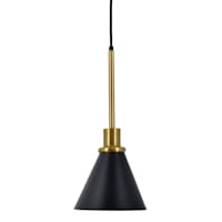 Honeybloom Black & Brass Metal Hardwire Pendant Light, 16"