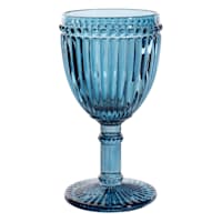 Providence Blue Beaded Glass Goblet, 10.5oz