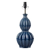Blue ceramic ribbed medium lamp 19in