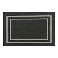 Charcoal Double Border Washable Tufted Accent Rug, 20x30