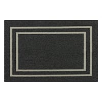Charcoal Double Border Washable Tufted Accent Rug, 30x45