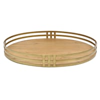 Honeybloom Metal & Wood Round Decorative Tray, 20"