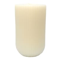 Tracey Boyd White Unscented Ribbed Modern Candle, 3.5x6
