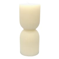 Tracey Boyd White Unscented Ribbed Hourglass Candle, 3x8