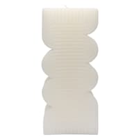 Crosby St. White Unscented Modern Wavy Pillar Candle, 3x8