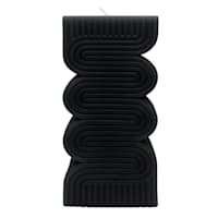 Crosby St. Black Unscented Modern Wavy Pillar Candle, 3x8