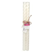 Willow Crossley 2-Pack White Unscented Twisted Taper Candles, 14"