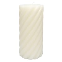 Willow Crossley White Unscented Twisted Pillar Candle, 3x6