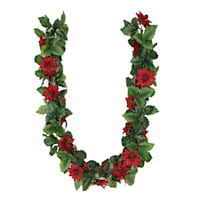 Red Poinsettia Chain Garland, 6'