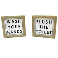 Wash Hands Flush Toilet Sign, 6"