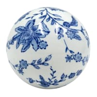 Providence Blue & White Floral Porcelain Sphere, 4"