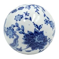 Providence Blue & White Floral Porcelain Sphere, 3"
