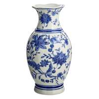 Providence Blue & White Floral Porcelain Vase, 12"